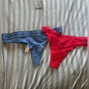 Victoria's Secret Blue and Red Lace Panties